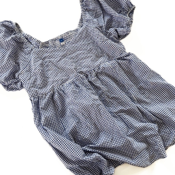 Old Navy Dress Womens Plus Sz 2X Blue Gingham Puff Sleeve Smocked Chest - Picture 2 of 9